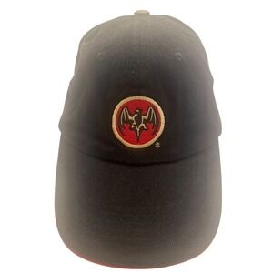 Black Bacardi Rum Embroidered Logo Baseball Cap Hat Hook & Loop Adjustable Size